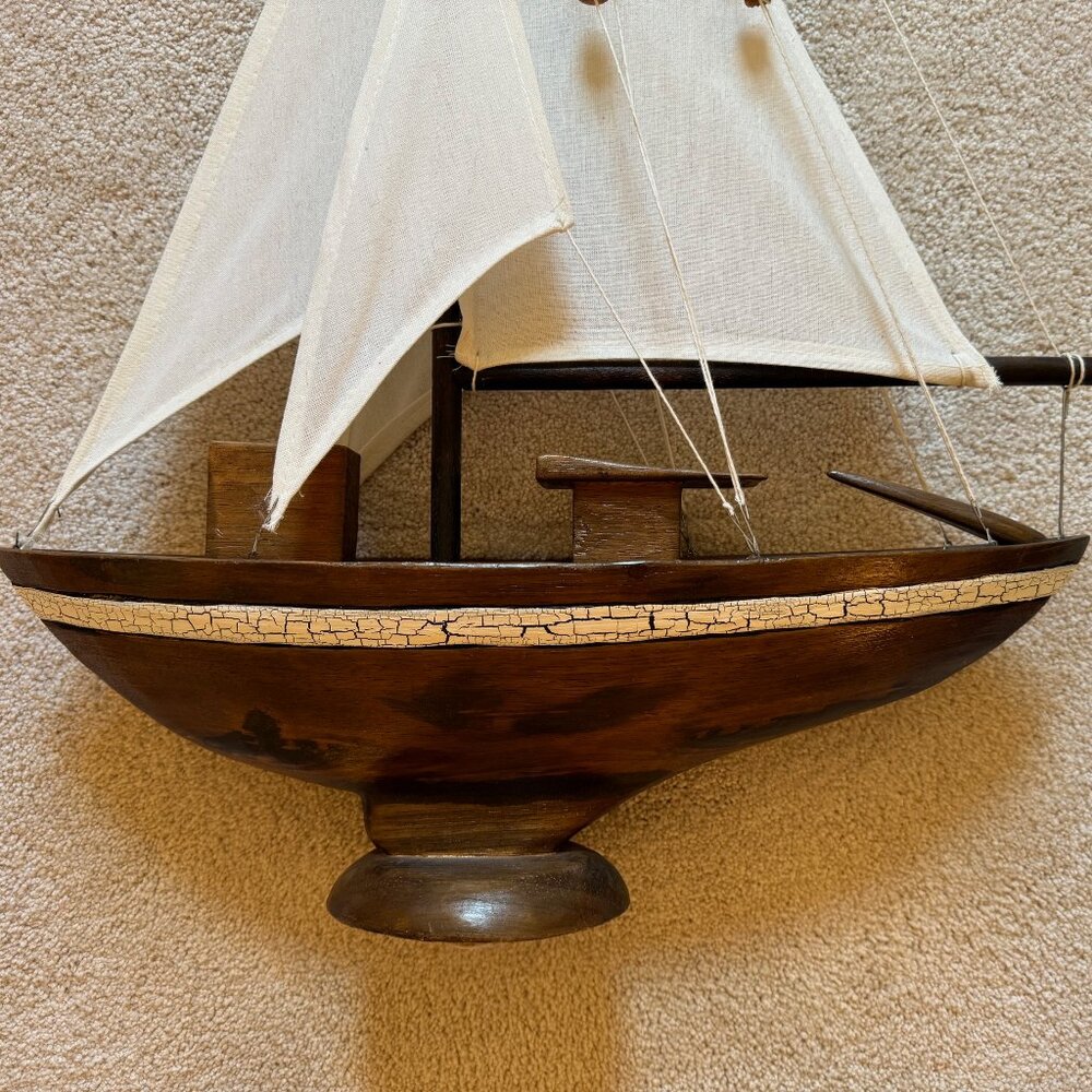 Vintage 31" Tall Wooden Sailboat - Picture 5 of 6